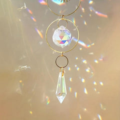 Crystal Sun Catcher Wind Chime Metal Pendant Home Decoration Car Hanging