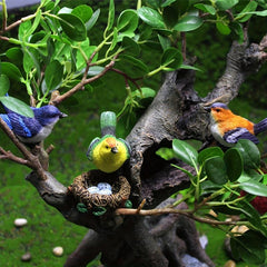4pcs Bird & Nest Set for DIY Fairy Garden and Car Home Decoration