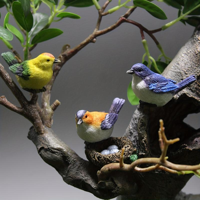 4pcs Bird & Nest Set for DIY Fairy Garden and Car Home Decoration