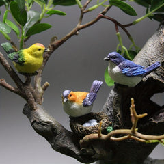 4pcs Bird & Nest Set for DIY Fairy Garden and Car Home Decoration