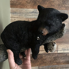 Wall Mounted Bear Cub Figurine Napping In Tree Funny Garden Yard Decoration