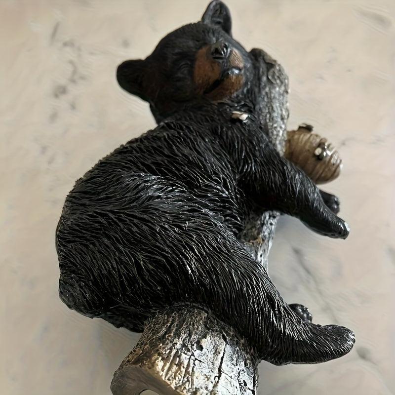 Wall Mounted Bear Cub Figurine Napping In Tree Funny Garden Yard Decoration