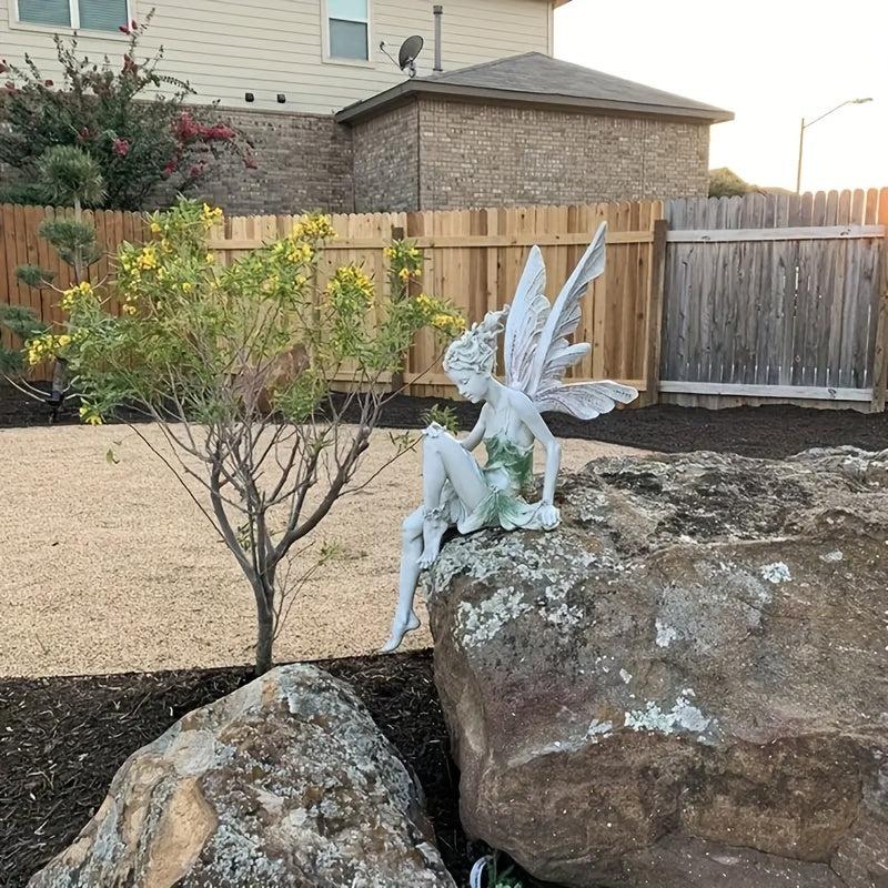 Retro Angle Fairy Statue for Garden Home or Office