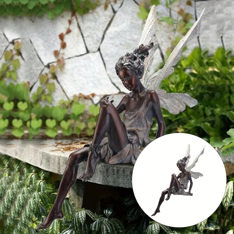 Retro Angle Fairy Statue for Garden Home or Office