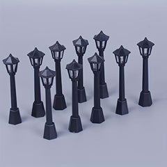 10pcs Mini Street Light Model Train Post Lamp Outdoor Dollhouse Decor