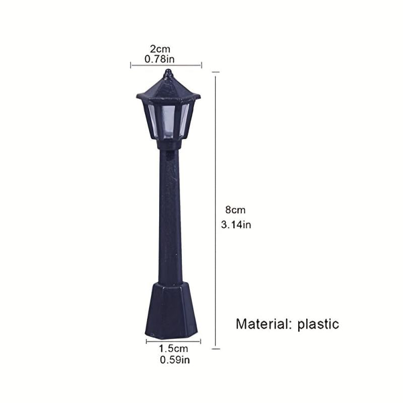 10pcs Mini Street Light Model Train Post Lamp Outdoor Dollhouse Decor