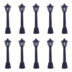 10pcs Mini Street Light Model Train Post Lamp Outdoor Dollhouse Decor