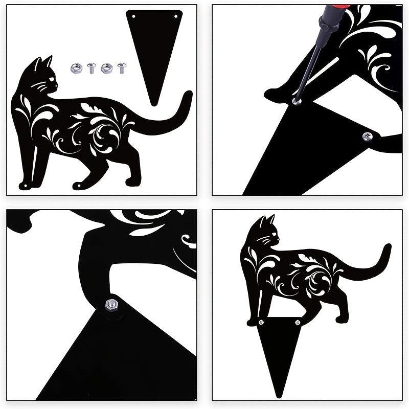 3pcs Metal Cat Garden Statues Cat Silhouette Cat Decorative Garden Stakes