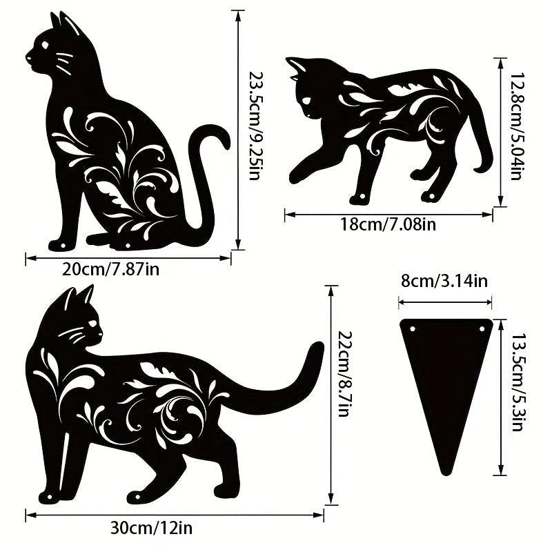 3pcs Metal Cat Garden Statues Cat Silhouette Cat Decorative Garden Stakes