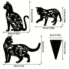 3pcs Metal Cat Garden Statues Cat Silhouette Cat Decorative Garden Stakes