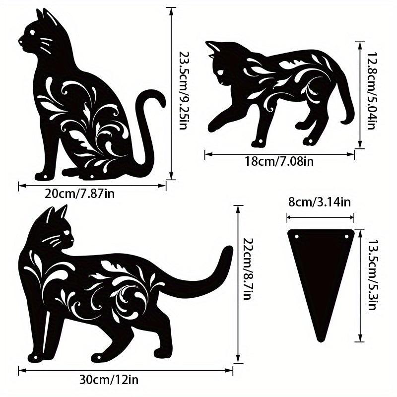 3pcs Metal Cat Garden Statues Cat Silhouette Cat Decorative Garden Stakes