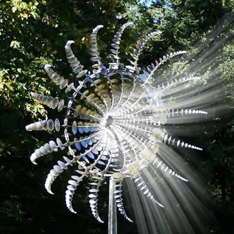 3D Stainless Steel Sunflower Wind Spinner for Garden Decor