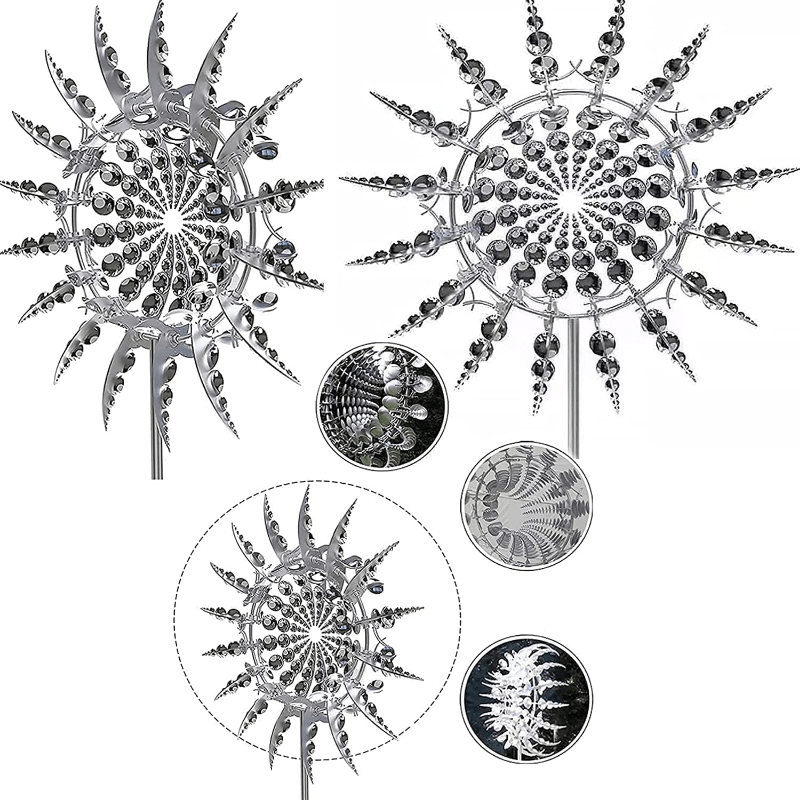 3D Stainless Steel Sunflower Wind Spinner for Garden Decor