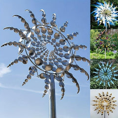 3D Stainless Steel Sunflower Wind Spinner for Garden Decor