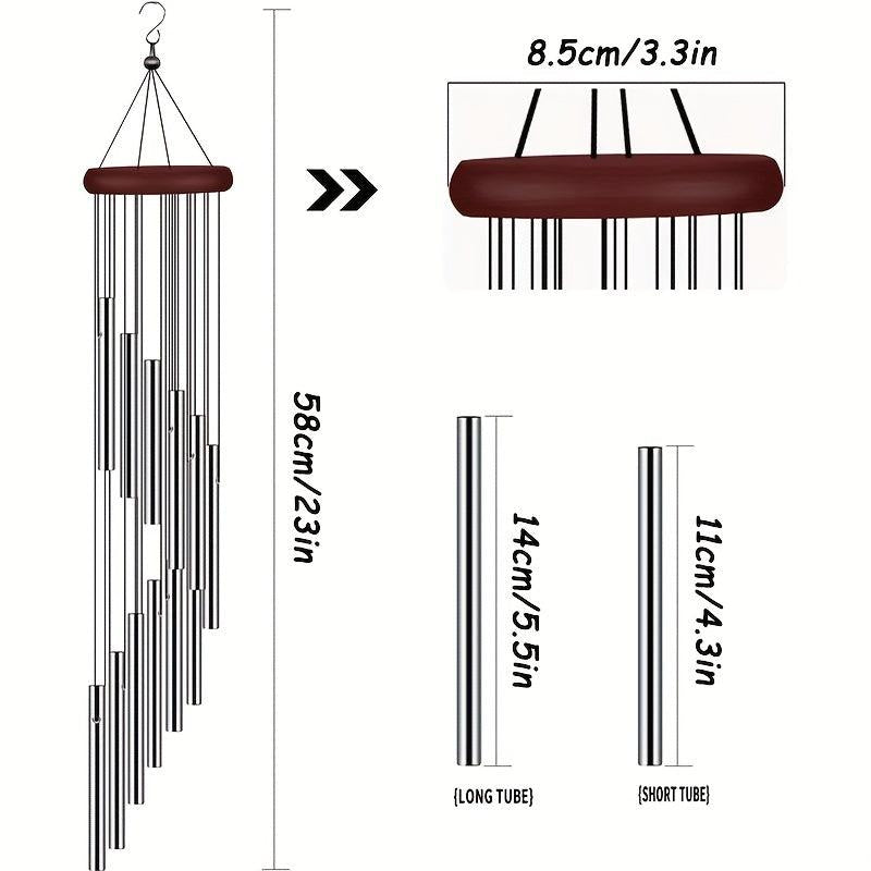 Wind Chimes With 12 Aluminum Alloy Tubes & Hook Suncatchers