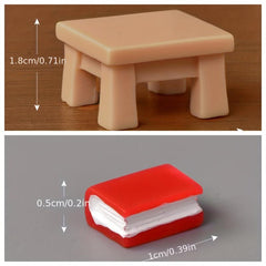 Resin Cat Book Desk Statue Ornament for Dollhouse Fairy
