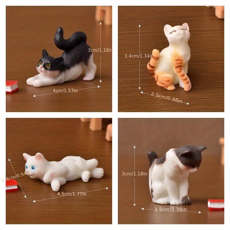 Resin Cat Book Desk Statue Ornament for Dollhouse Fairy