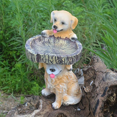 Dog Shape Bird Feeder Garden Decor Resin Figurine Outdoor Lawn Patio Backyard