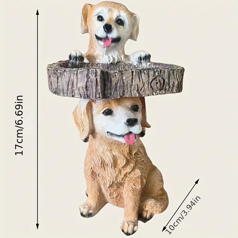 Dog Shape Bird Feeder Garden Decor Resin Figurine Outdoor Lawn Patio Backyard