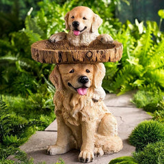 Dog Shape Bird Feeder Garden Decor Resin Figurine Outdoor Lawn Patio Backyard