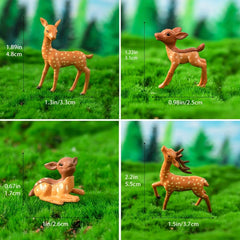 4pcs Deer Statue Garden Ornaments Figurines Doll House Fairy Garden Decoration