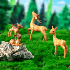 4pcs Deer Statue Garden Ornaments Figurines Doll House Fairy Garden Decoration
