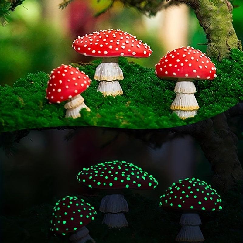Luminous Red Mushroom Micro Landscape Garden Decoration Ornament