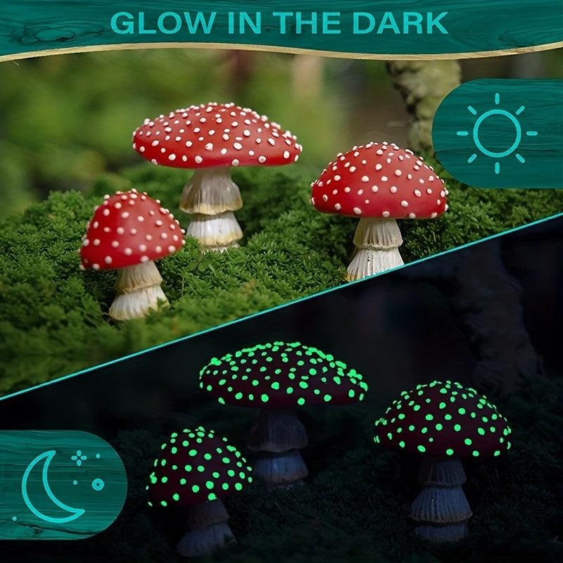 Luminous Red Mushroom Micro Landscape Garden Decoration Ornament