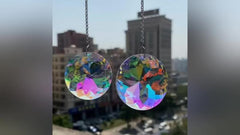 2 Round Crystal Sun Catchers Glass Prism Rainbow Maker
