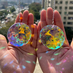 2 Round Crystal Sun Catchers Glass Prism Rainbow Maker