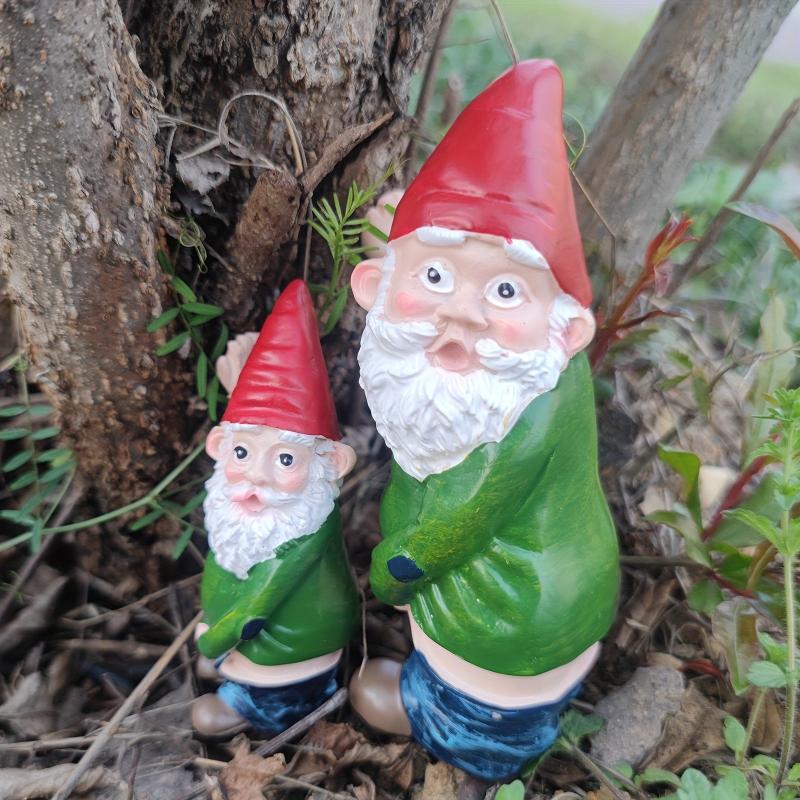 Cartoon Old Man Resin Craft Statue for Garden Decor