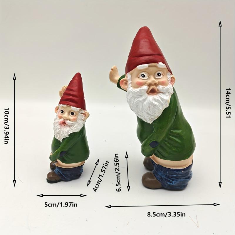 Cartoon Old Man Resin Craft Statue for Garden Decor