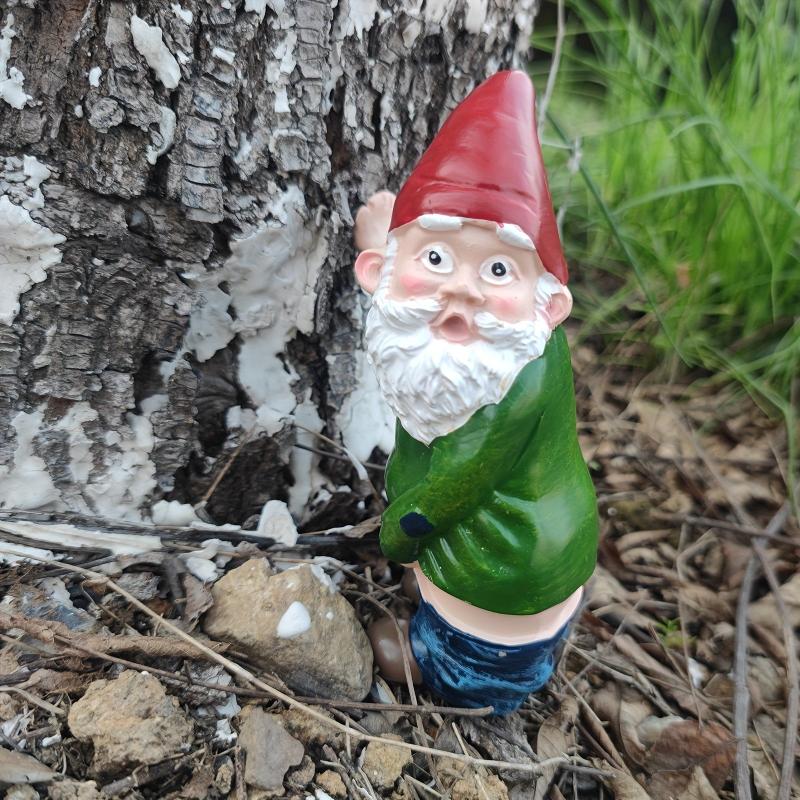 Cartoon Old Man Resin Craft Statue for Garden Decor