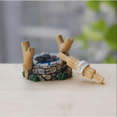 Mini Bridge & Water Well Resin Ornament Set for Fairy Garden Decor