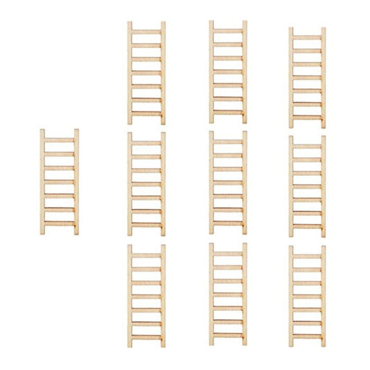 10pcs Mini Wooden Step Ladder for Crafts & Garden Decor