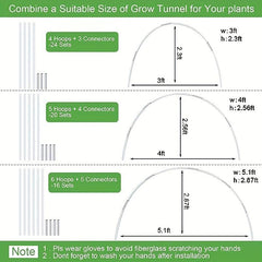 30pcs Greenhouse Hoops for DIY 106 Wider Grow Tunnel Rust Fiberglass Support