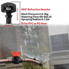50pcs 360 Degree Barbed Micro Nozzles for Garden Irrigation