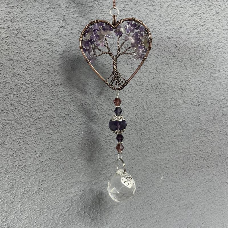 Amethyst Suncatcher Crystal Healing Stones Rainbow Maker Drops Hang For Window