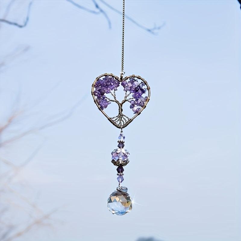 Amethyst Suncatcher Crystal Healing Stones Rainbow Maker Drops Hang For Window