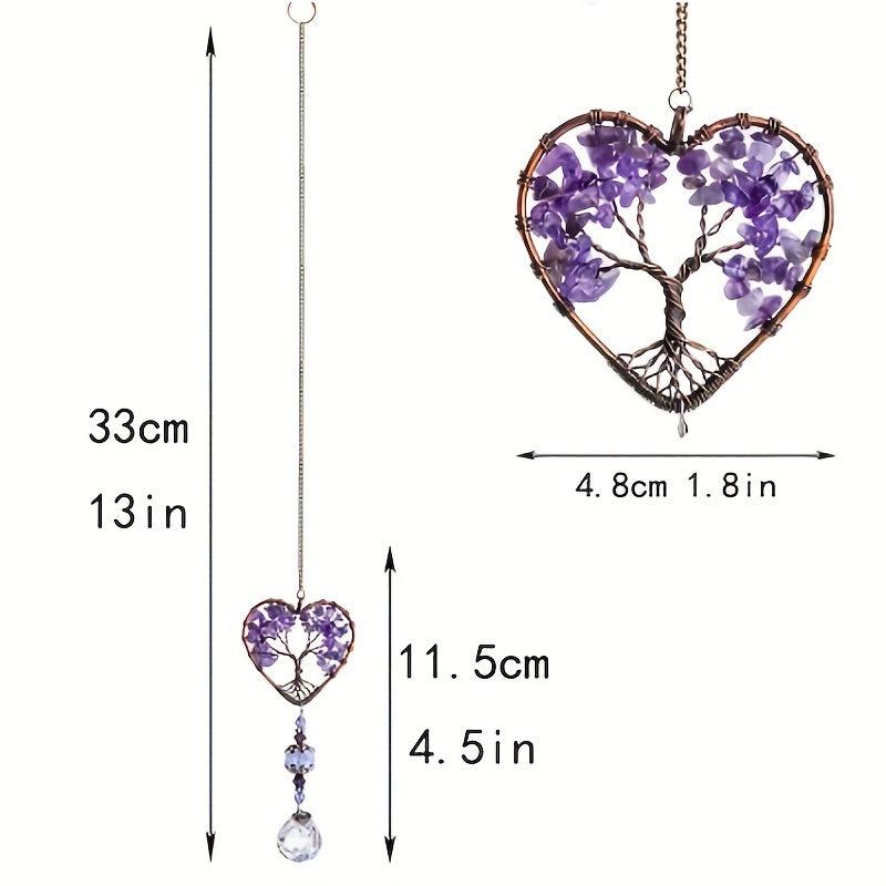 Amethyst Suncatcher Crystal Healing Stones Rainbow Maker Drops Hang For Window