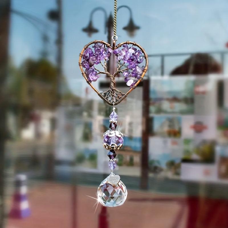 Amethyst Suncatcher Crystal Healing Stones Rainbow Maker Drops Hang For Window