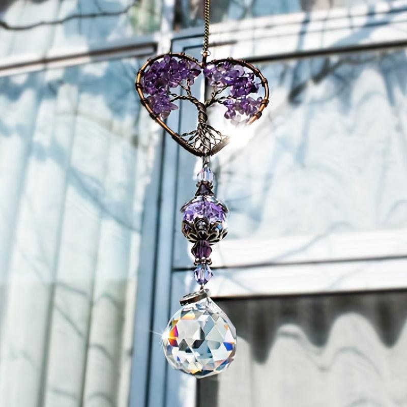 Amethyst Suncatcher Crystal Healing Stones Rainbow Maker Drops Hang For Window