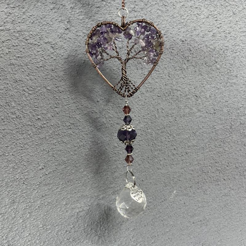 Amethyst Suncatcher Crystal Healing Stones Rainbow Maker Drops Hang For Window