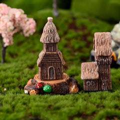 4pcs Tree House Mini Vintage Fairy Garden Accessories
