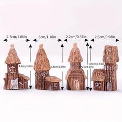 4pcs Tree House Mini Vintage Fairy Garden Accessories