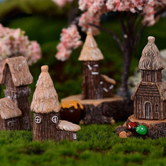 4pcs Tree House Mini Vintage Fairy Garden Accessories