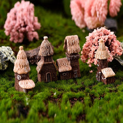 4pcs Tree House Mini Vintage Fairy Garden Accessories