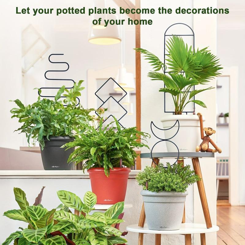 4pcs Small Metal Trellis for Potted Plants - Indoor Plant Climbing Support Stake
