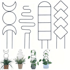 4pcs Small Metal Trellis for Potted Plants - Indoor Plant Climbing Support Stake