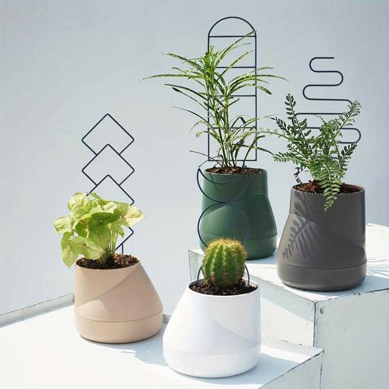 4pcs Small Metal Trellis for Potted Plants - Indoor Plant Climbing Support Stake